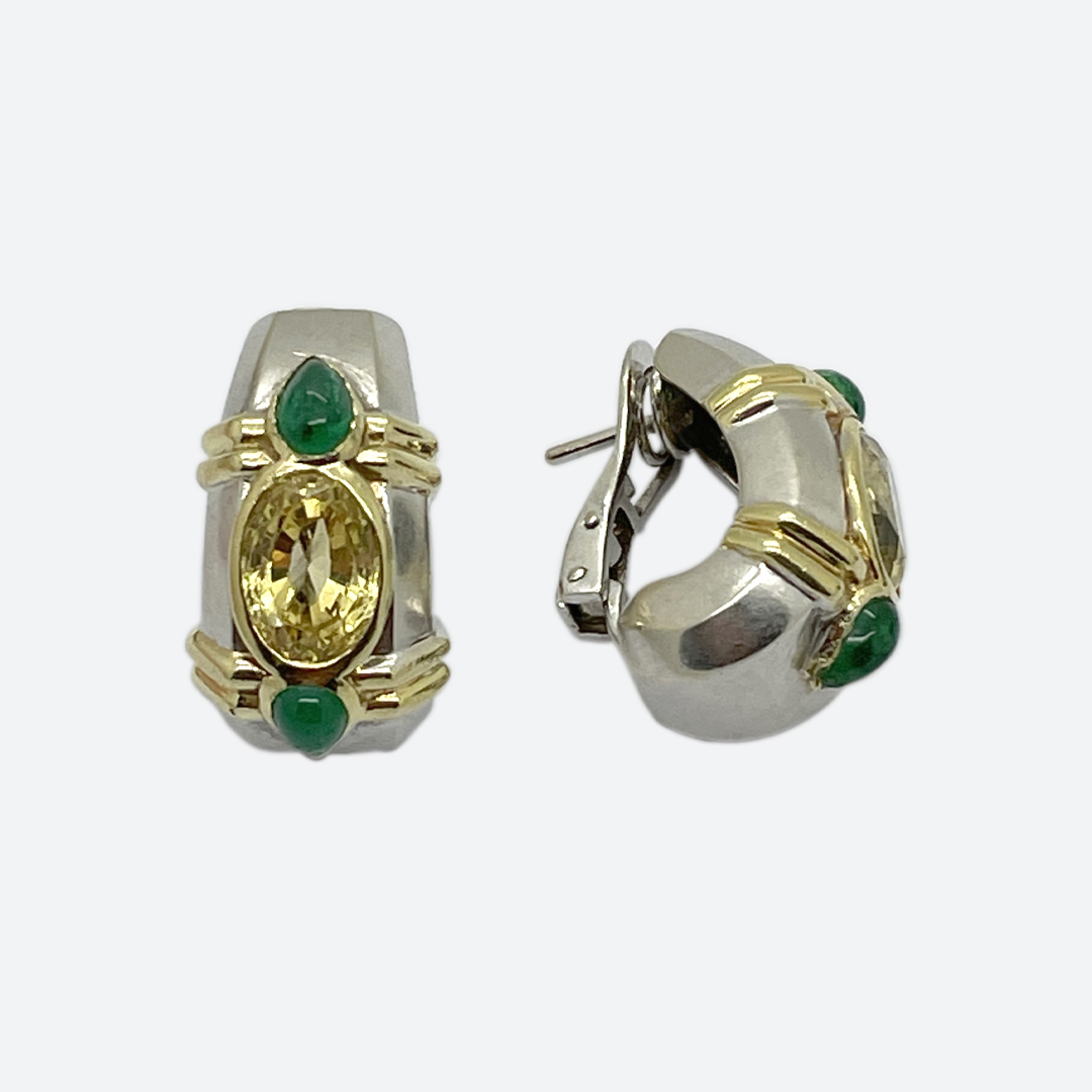 Yellow sapphire earrings signed Faraone