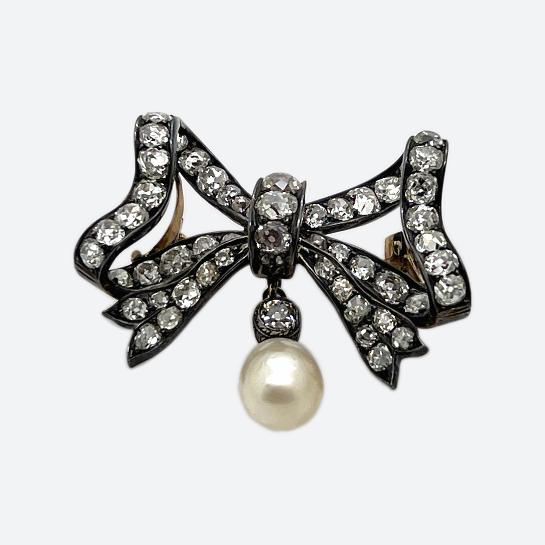Antique natural pearl brooch